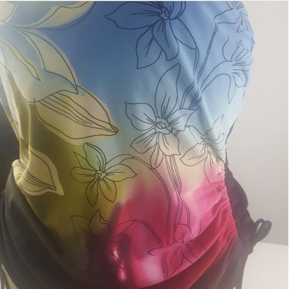 Christina Tankini Top Women's swimsuit black floral pattern wired sz 8D - Picture 5 of 11
